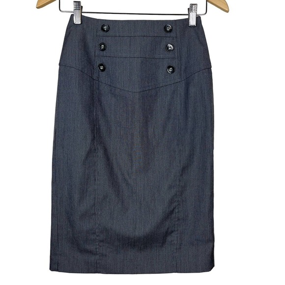Vintage Y2K B-Wear Pencil Skirt High Waisted Buttons Gray Size 1 - Picture 1 of 8